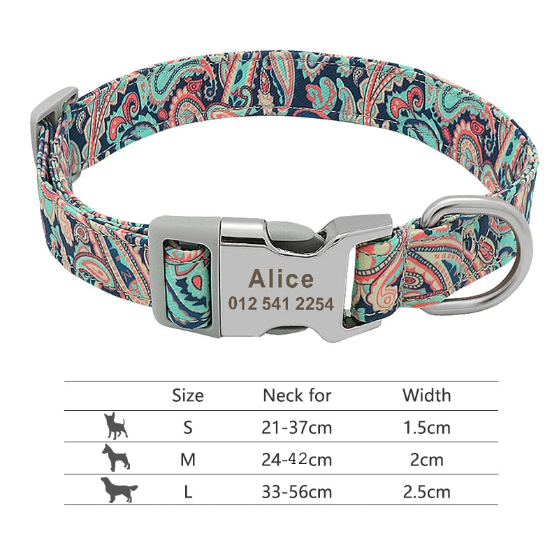 Adjustable Nylon Personalized Dog Collar with name