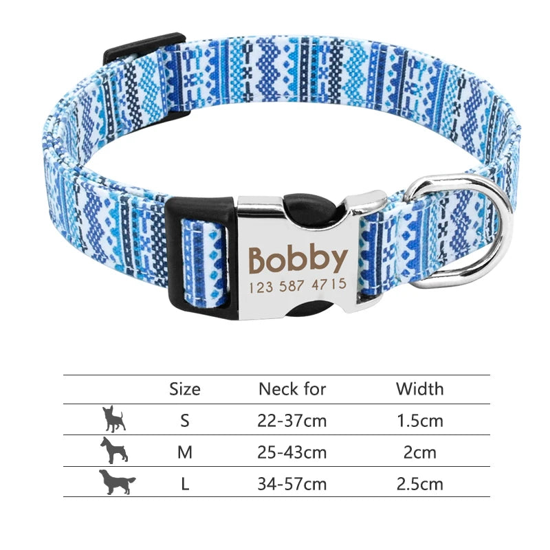 Adjustable Nylon Personalized Dog Collar with name