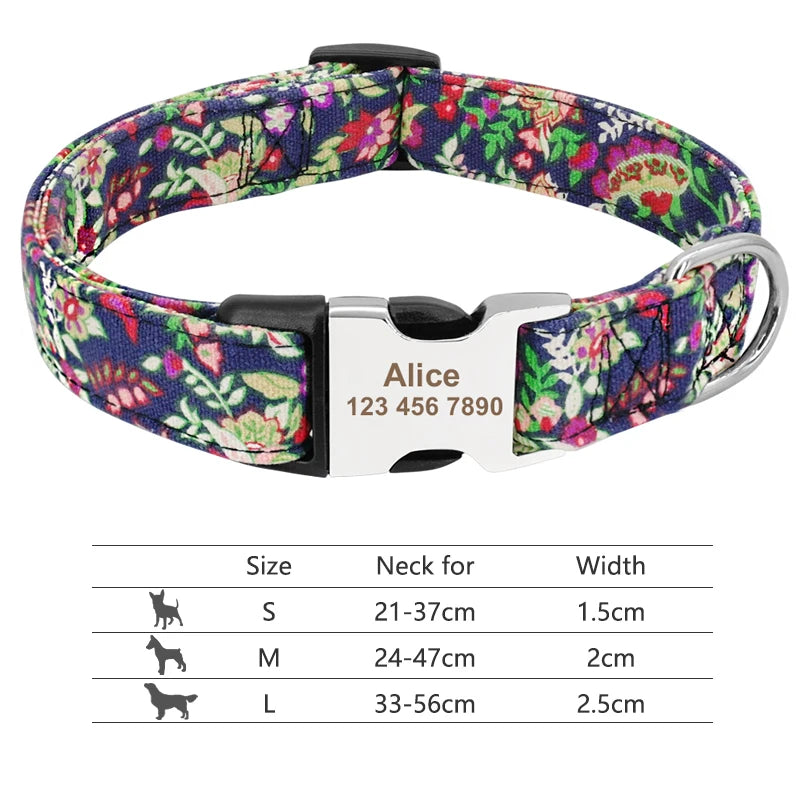 Adjustable Nylon Personalized Dog Collar with name