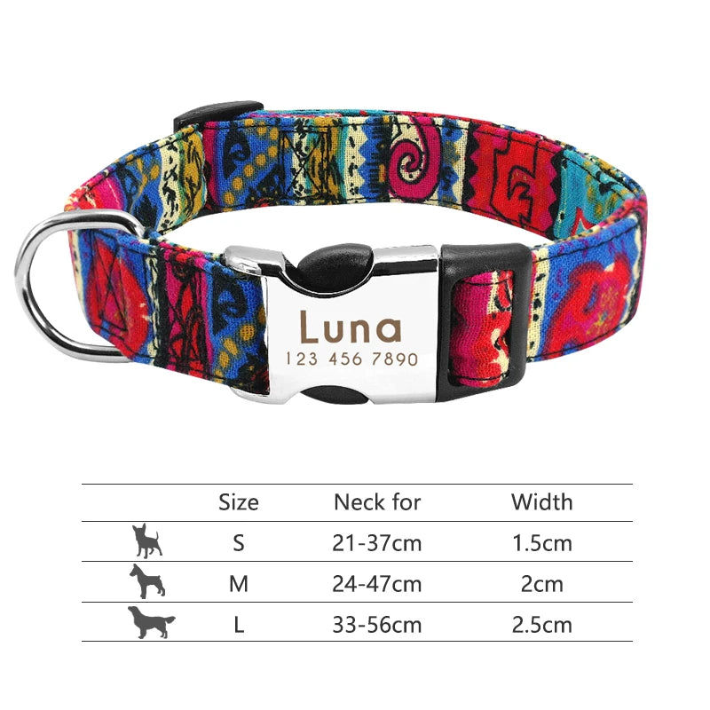Adjustable Nylon Personalized Dog Collar with name