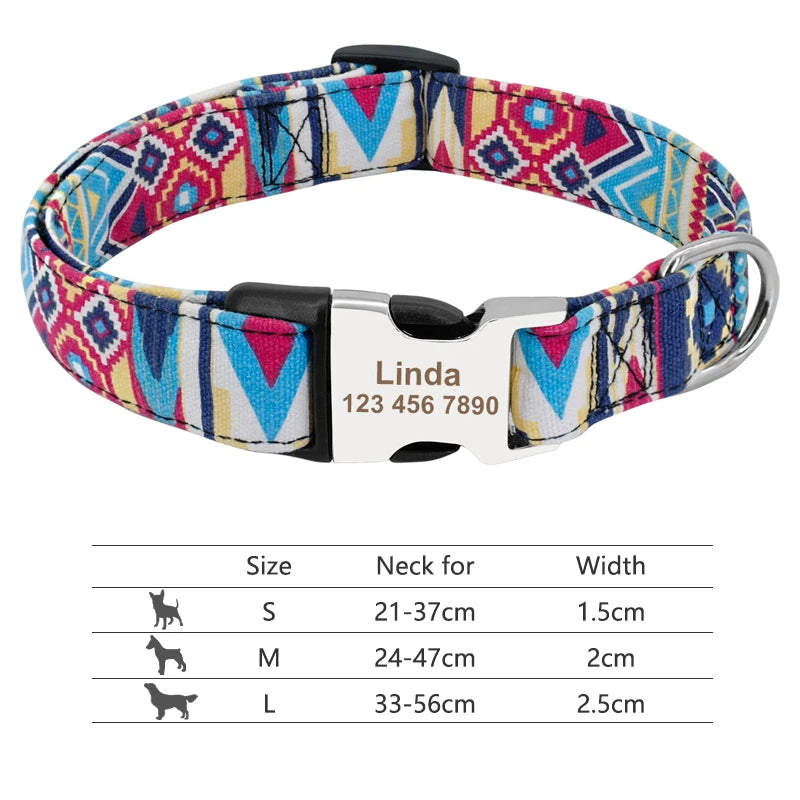 Adjustable Nylon Personalized Dog Collar with name