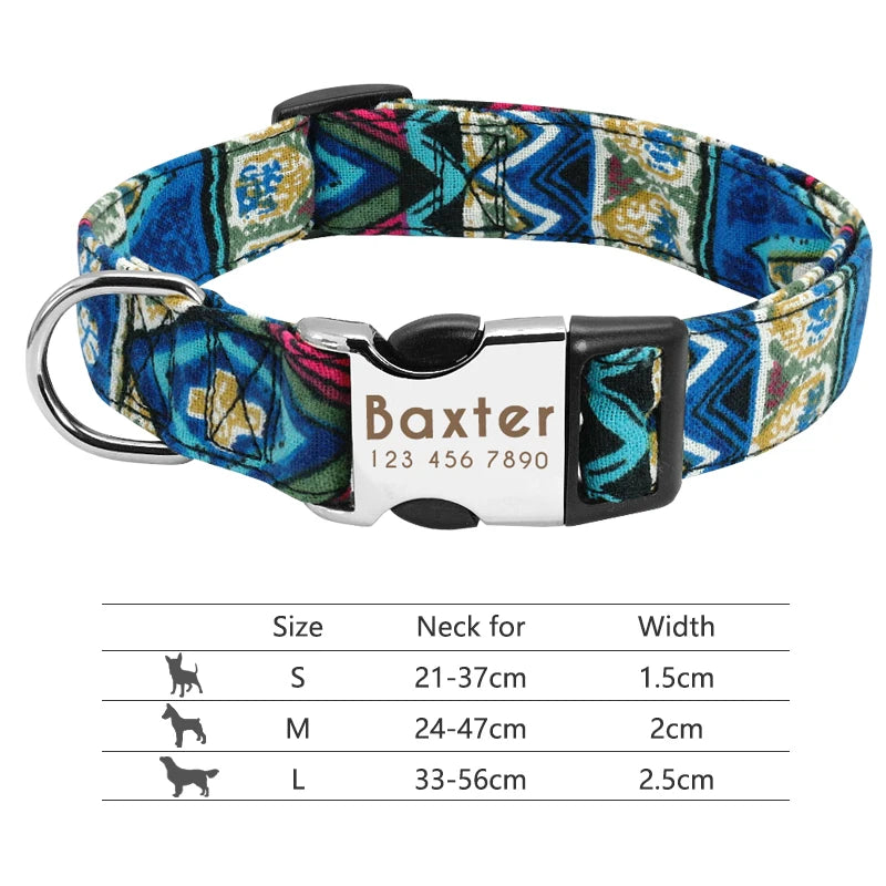 Adjustable Nylon Personalized Dog Collar with name