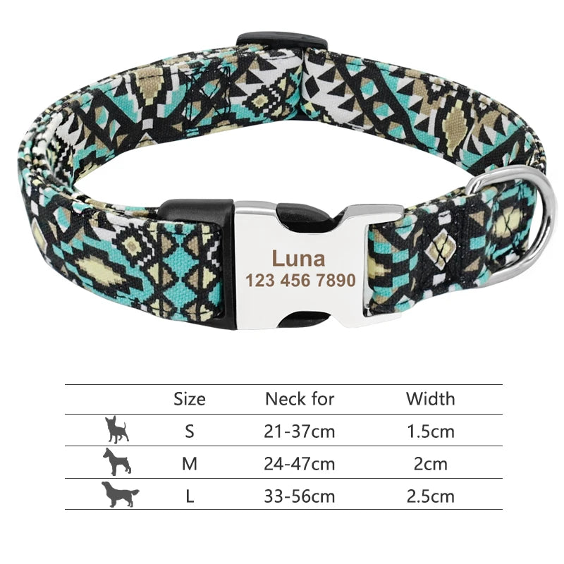 Adjustable Nylon Personalized Dog Collar with name