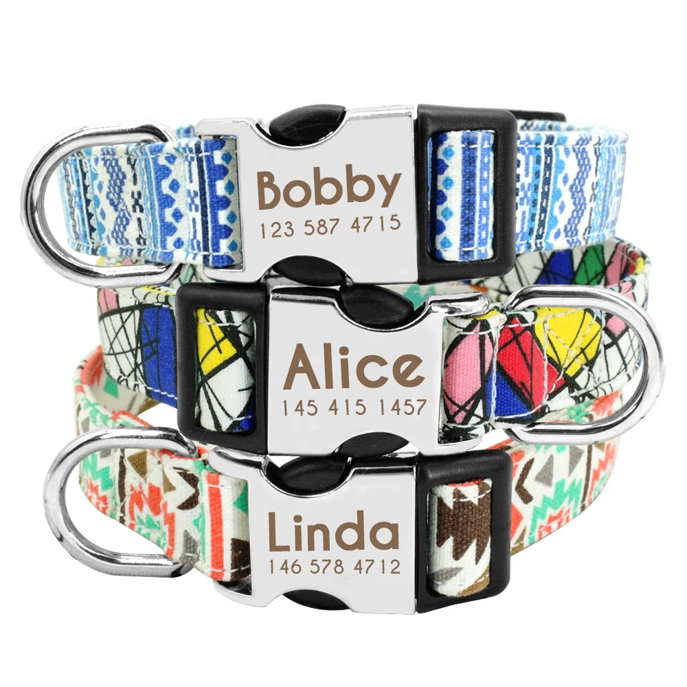 Adjustable Nylon Personalized Dog Collar with name