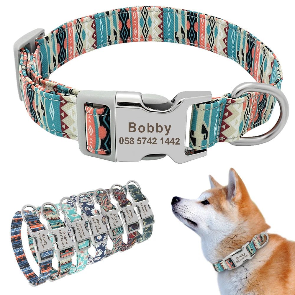 Adjustable Nylon Personalized Dog Collar with name