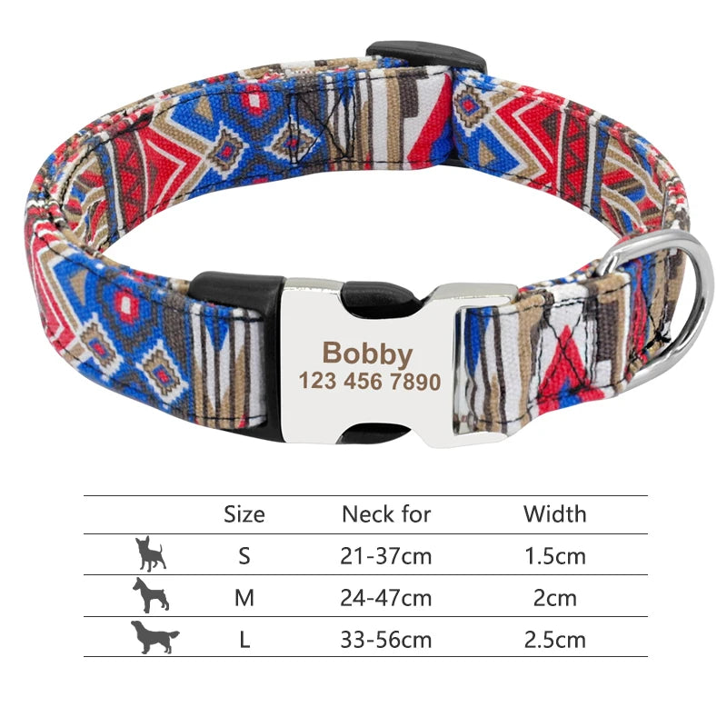 Adjustable Nylon Personalized Dog Collar with name
