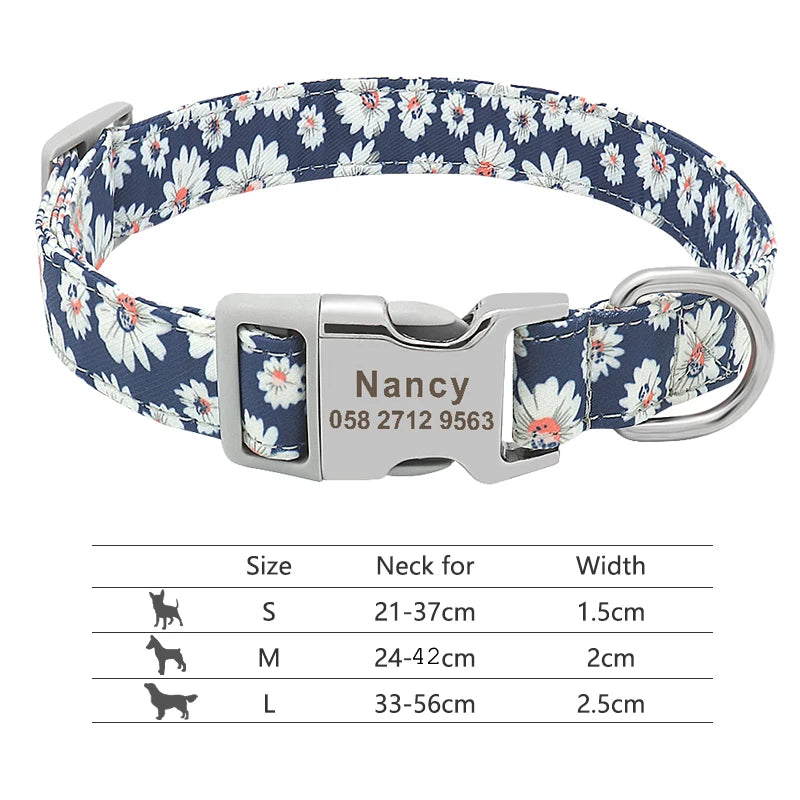 Adjustable Nylon Personalized Dog Collar with name