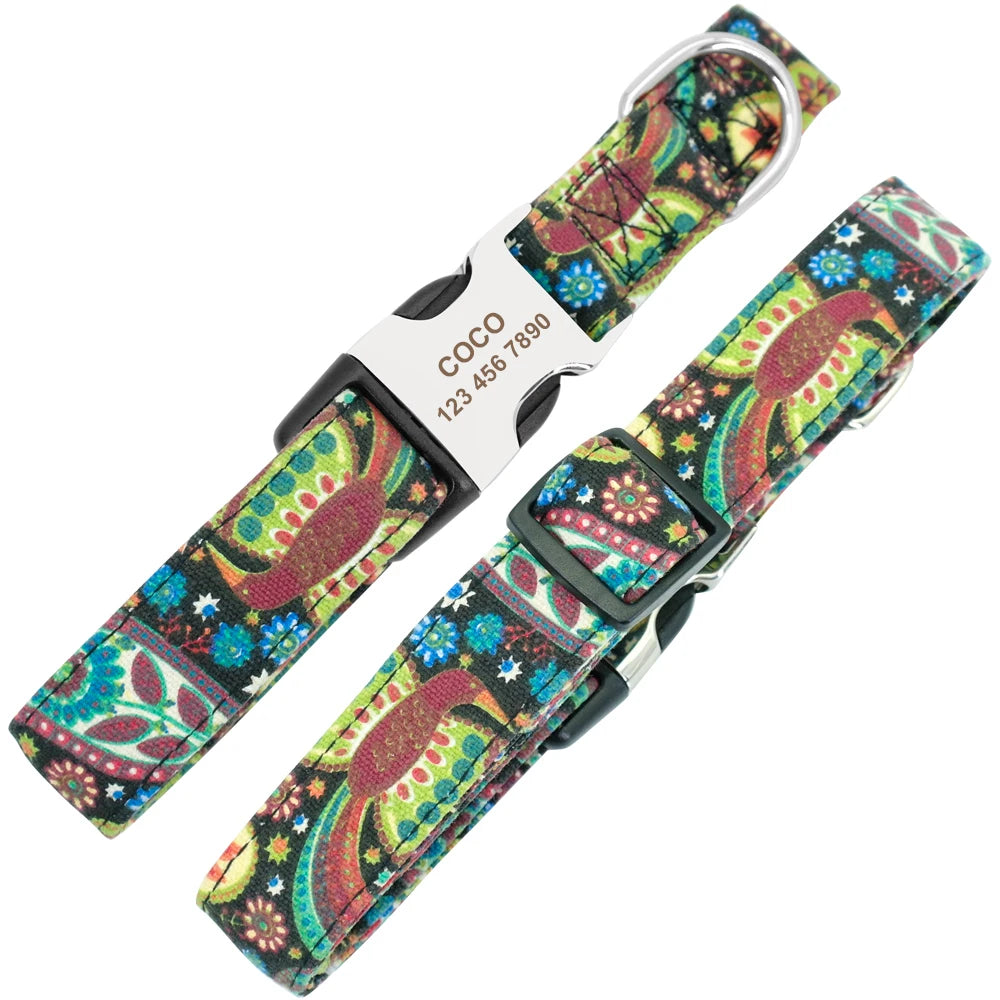 Adjustable Nylon Personalized Dog Collar with name