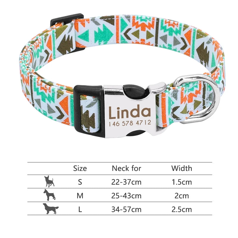 Adjustable Nylon Personalized Dog Collar with name