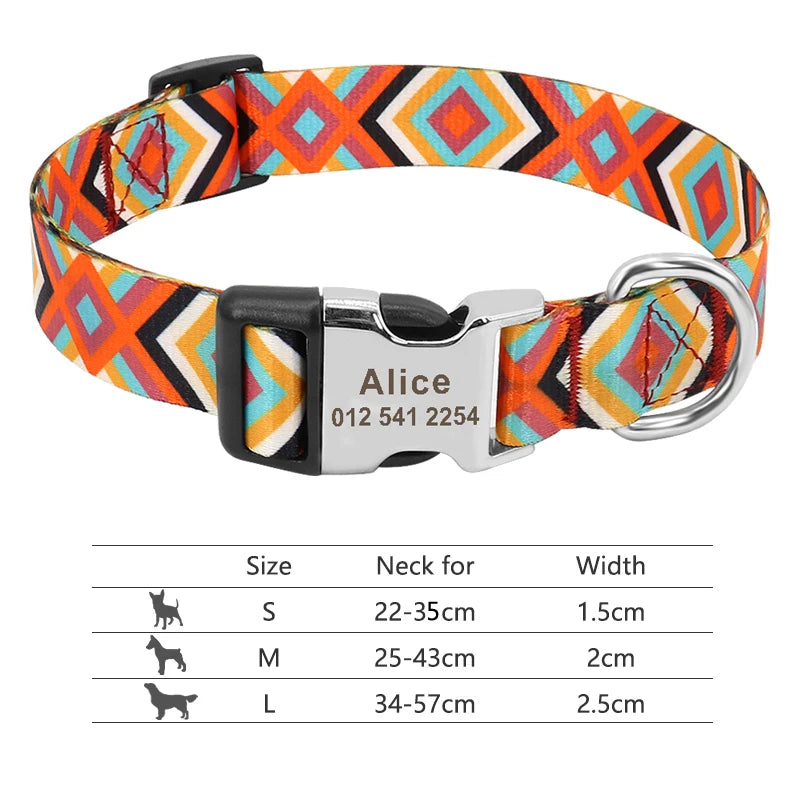 Adjustable Nylon Personalized Dog Collar with name