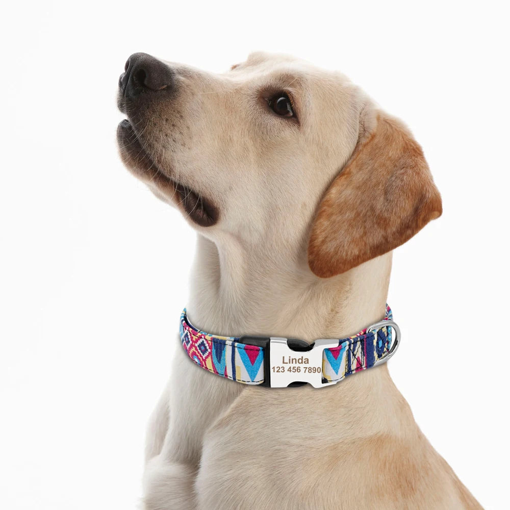 Adjustable Nylon Personalized Dog Collar with name