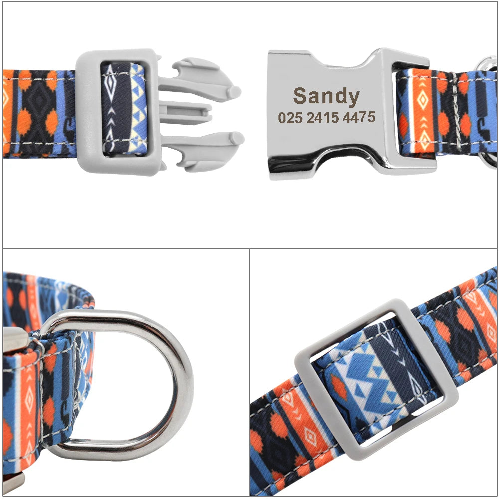 Adjustable Nylon Personalized Dog Collar with name