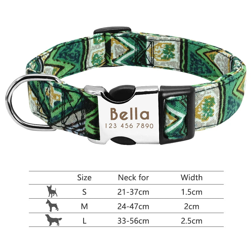 Adjustable Nylon Personalized Dog Collar with name