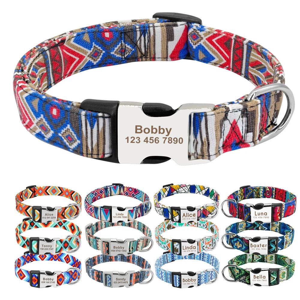 Adjustable Nylon Personalized Dog Collar with name