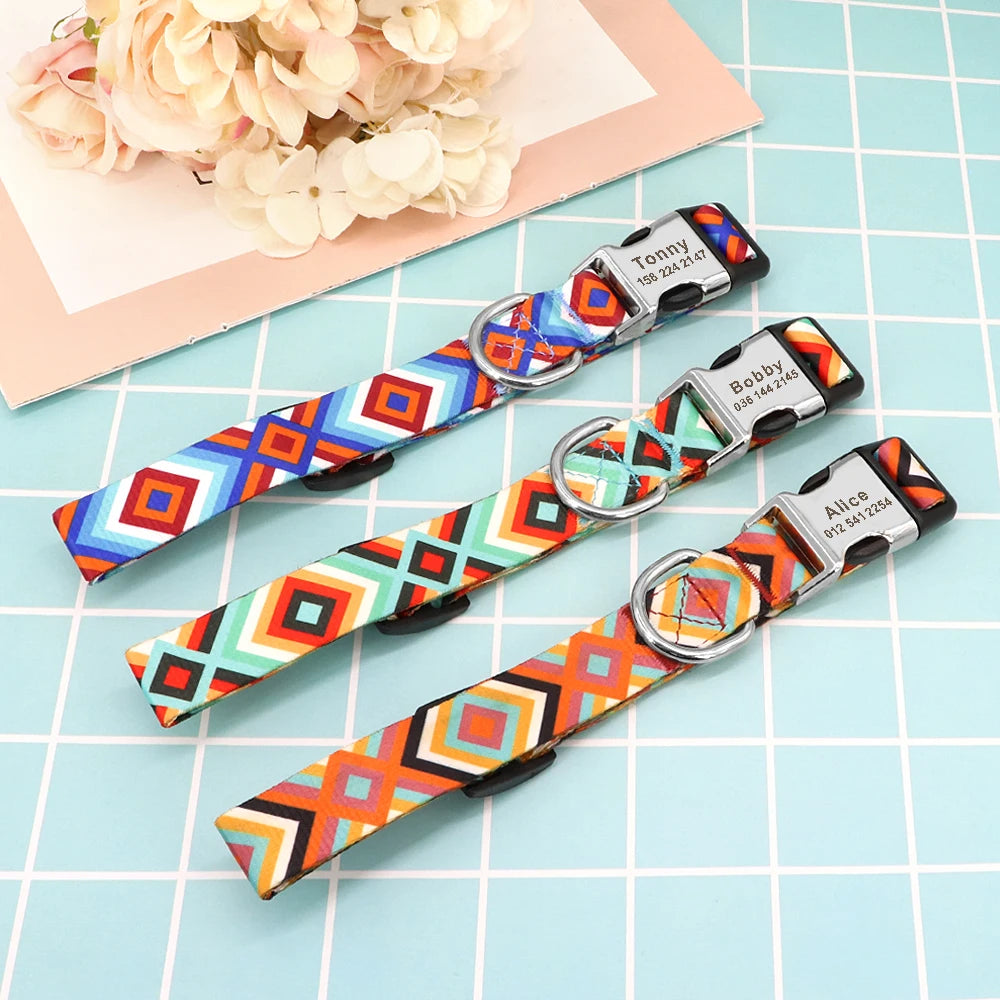 Adjustable Nylon Personalized Dog Collar with name