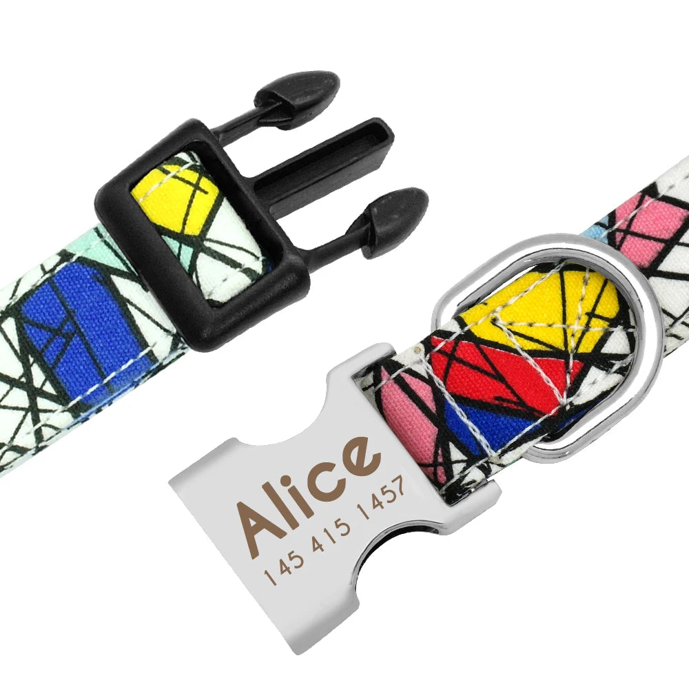 Adjustable Nylon Personalized Dog Collar with name