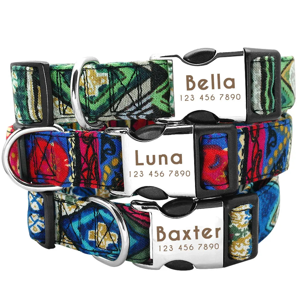 Adjustable Nylon Personalized Dog Collar with name