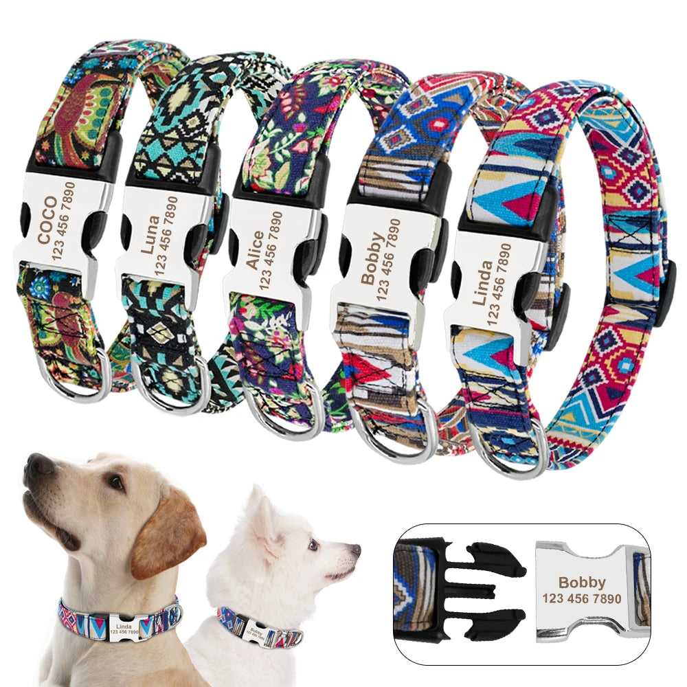 Adjustable Nylon Personalized Dog Collar with name