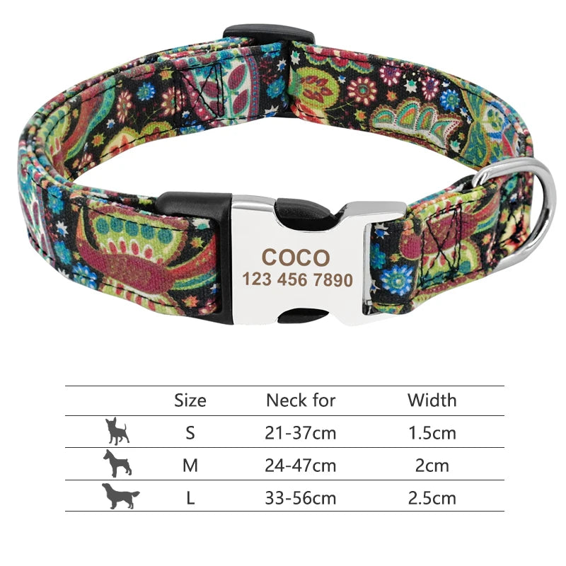 Adjustable Nylon Personalized Dog Collar with name