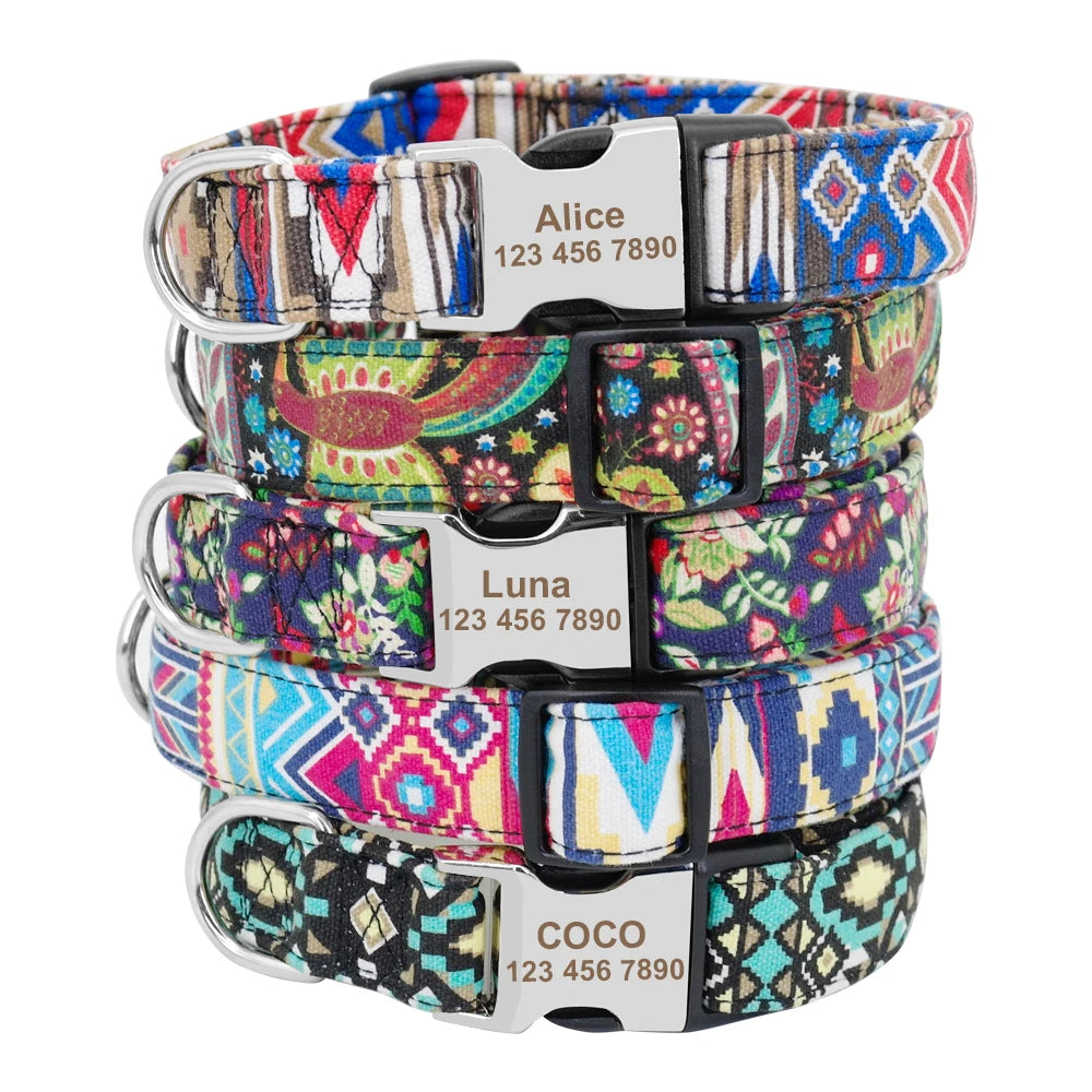 Adjustable Nylon Personalized Dog Collar with name