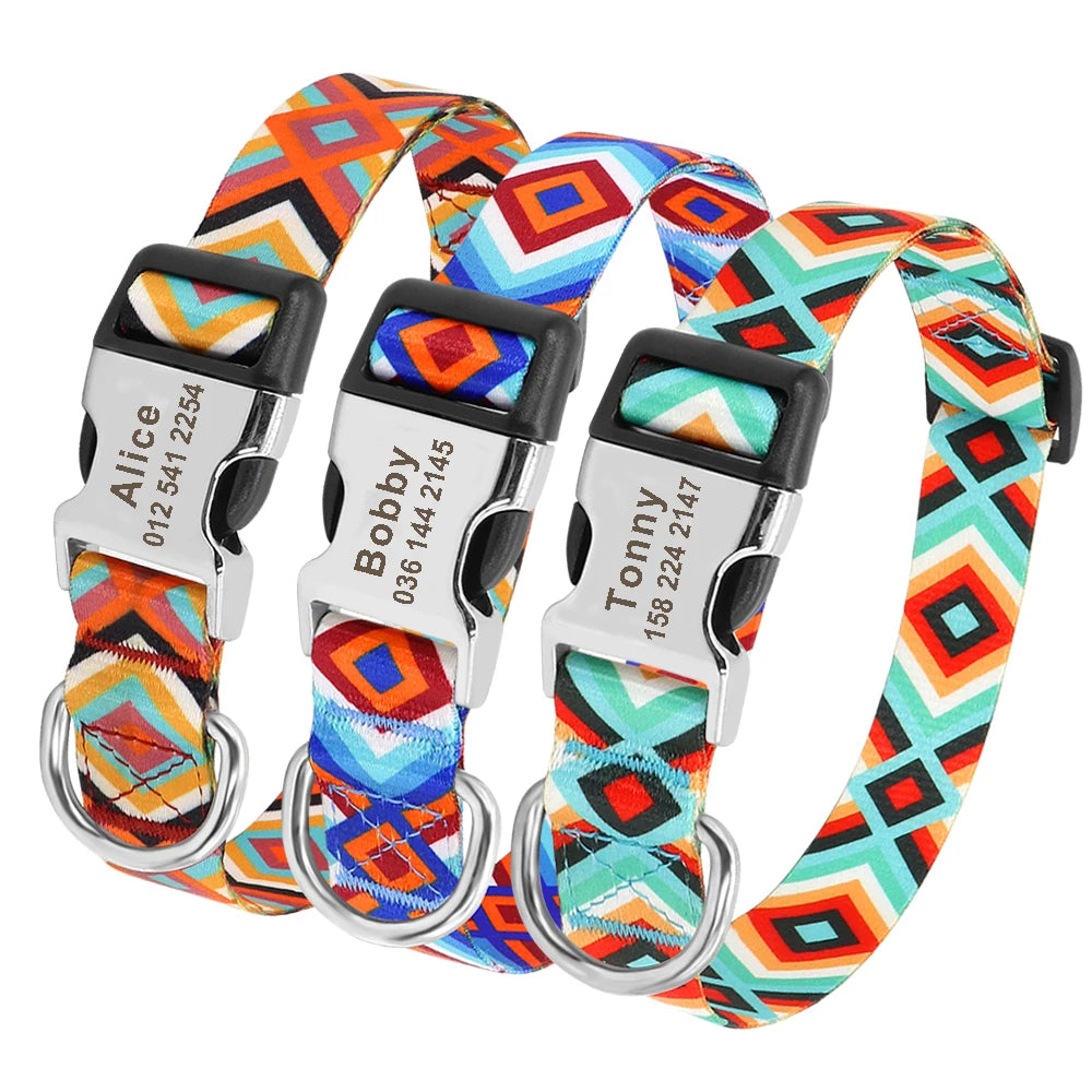 Adjustable Nylon Personalized Dog Collar with name