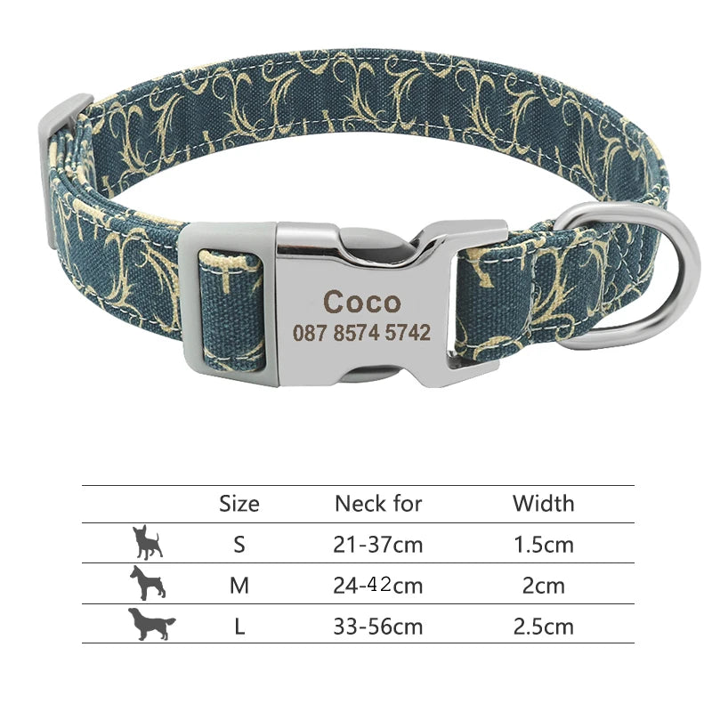 Adjustable Nylon Personalized Dog Collar with name