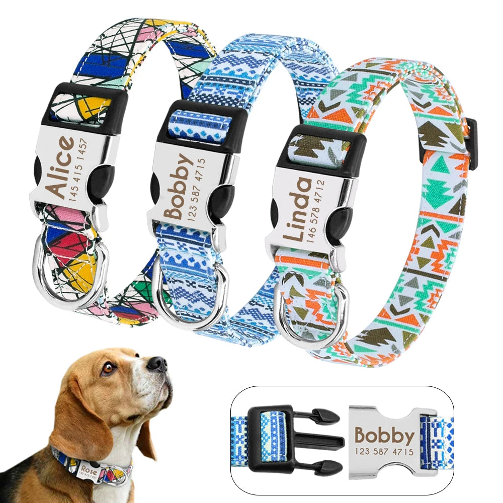Adjustable Nylon Personalized Dog Collar with name