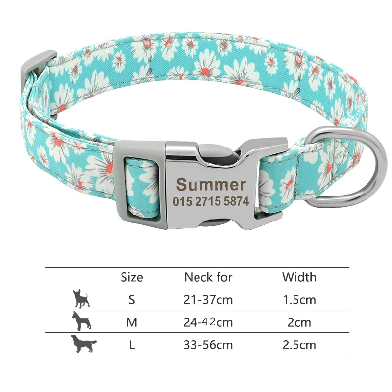 Adjustable Nylon Personalized Dog Collar with name