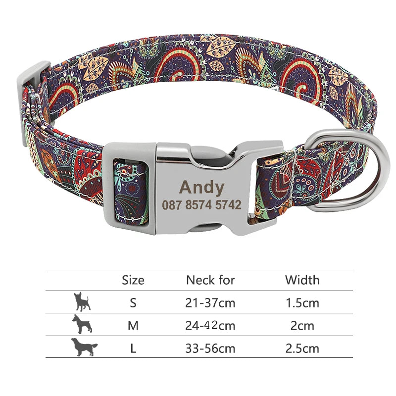 Adjustable Nylon Personalized Dog Collar with name