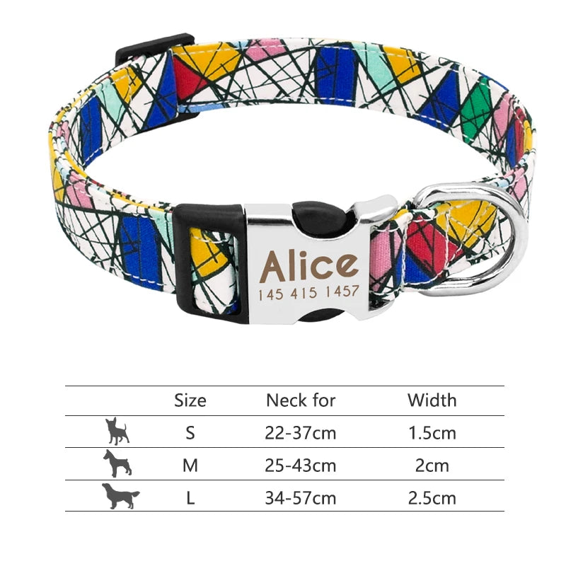 Adjustable Nylon Personalized Dog Collar with name