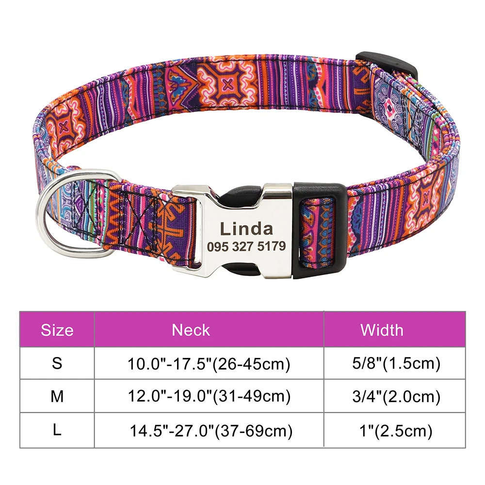 Adjustable Nylon Personalized Dog Collar with name