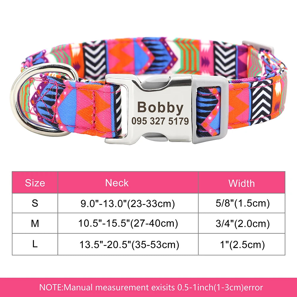 Adjustable Nylon Personalized Dog Collar with name