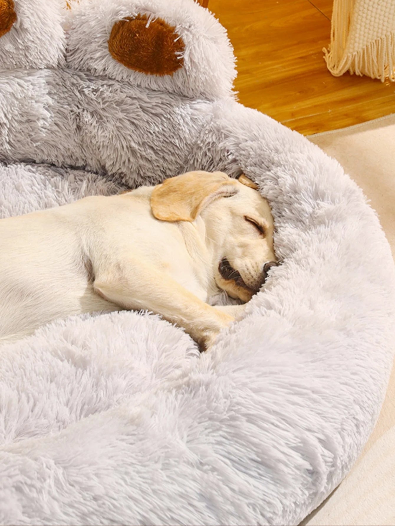 calming fluffy dog bed