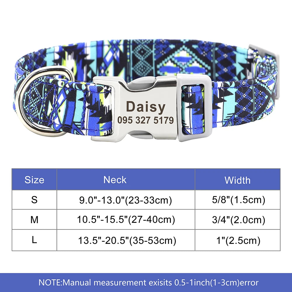 Adjustable Nylon Personalized Dog Collar with name