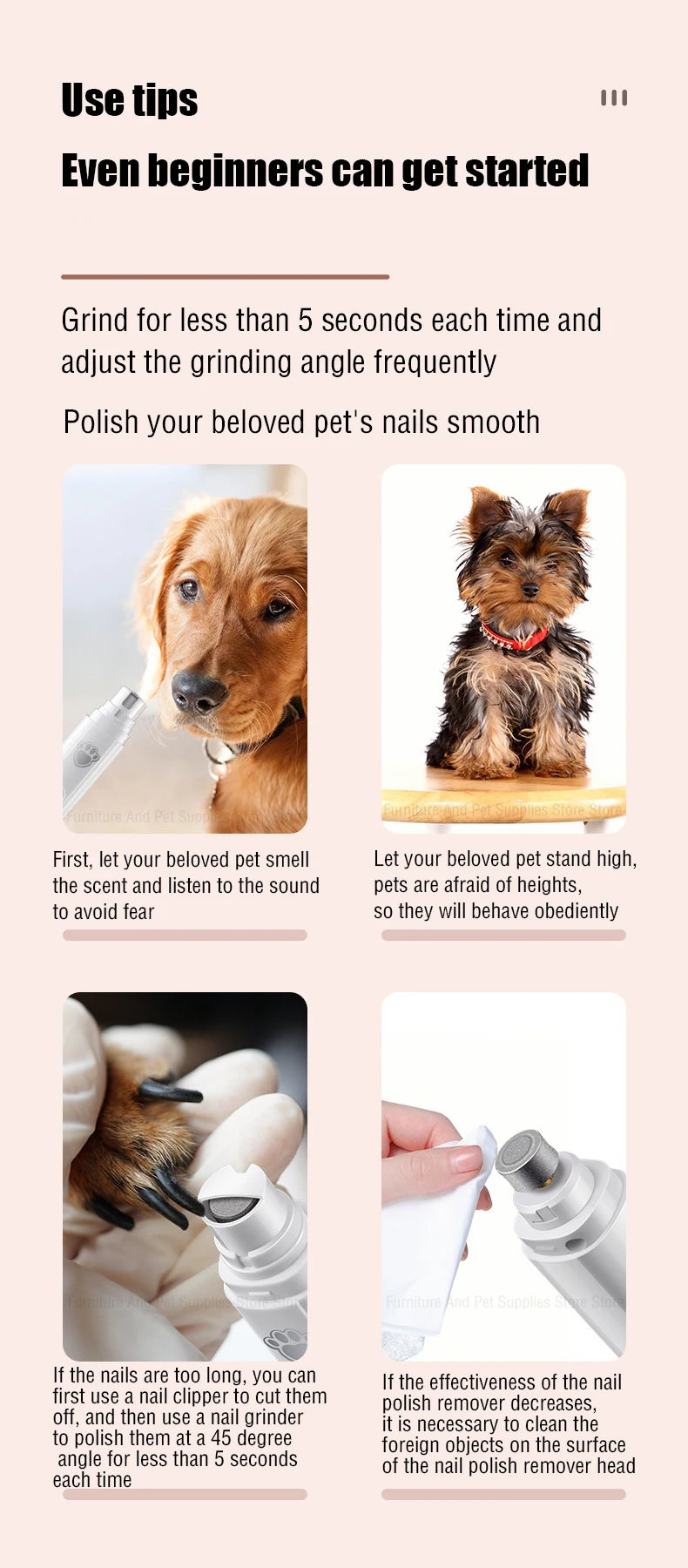 Painless Electric Pet Nail Grinder with Polisher Wheel