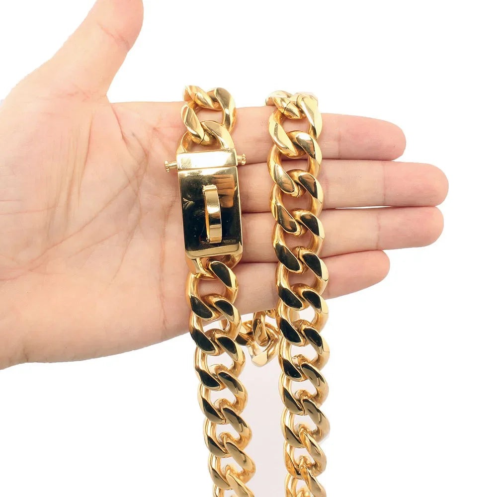 19mm Luxurious Gold Chain Dog Collar