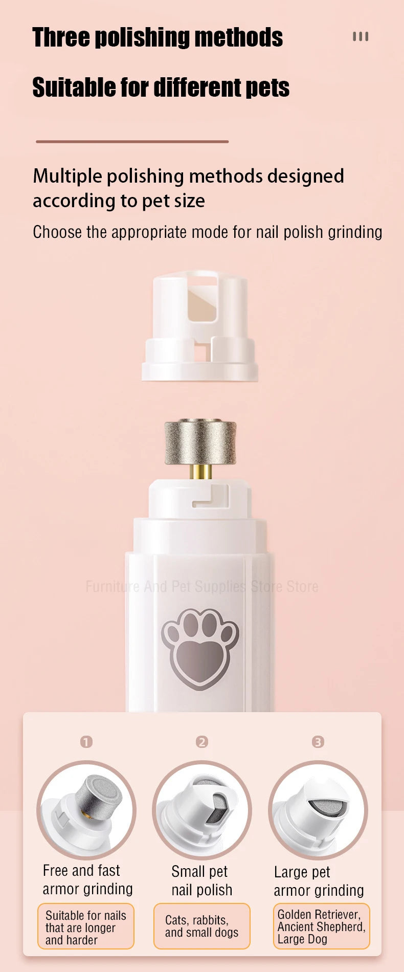 Painless Electric Pet Nail Grinder with Polisher Wheel