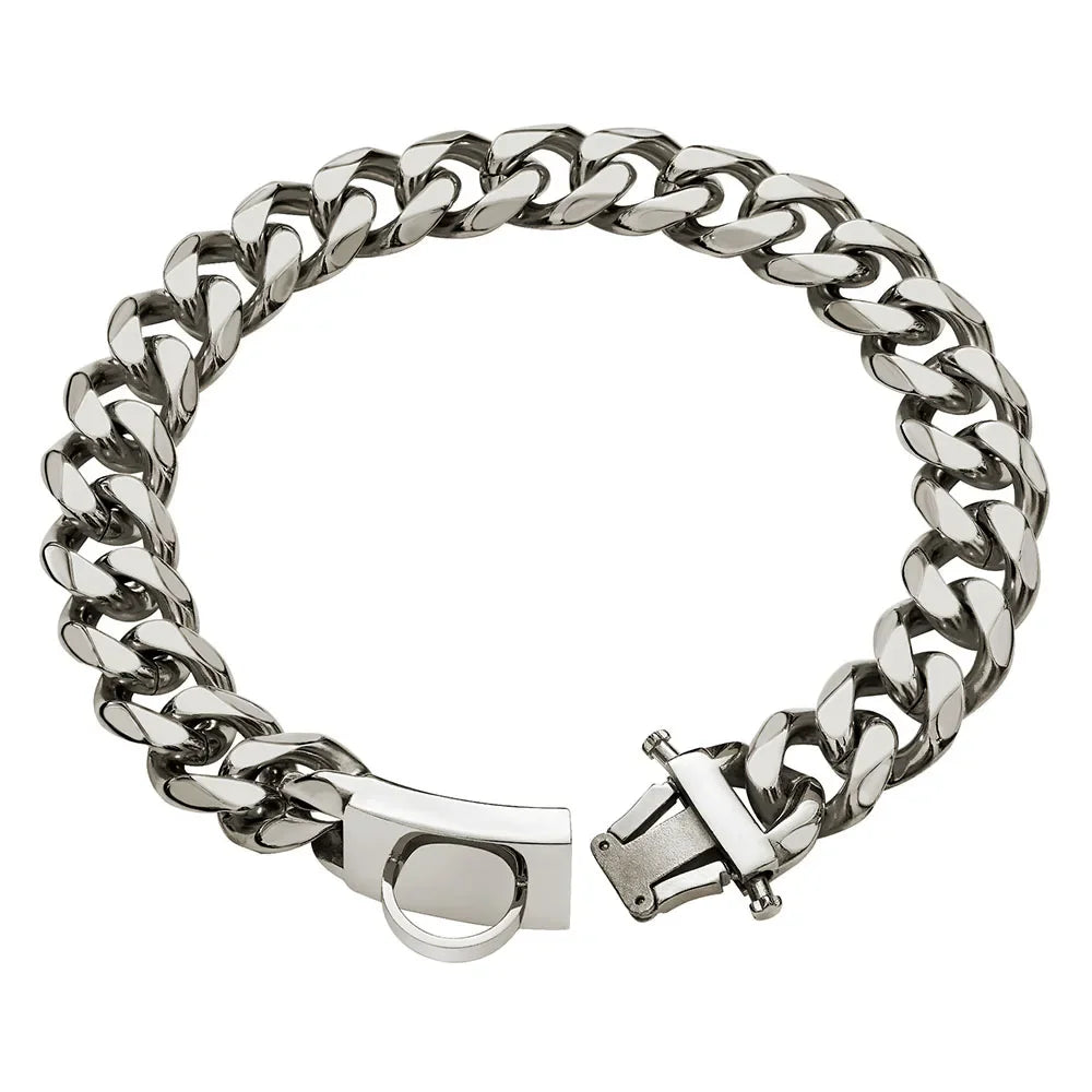 dog chain collar silver