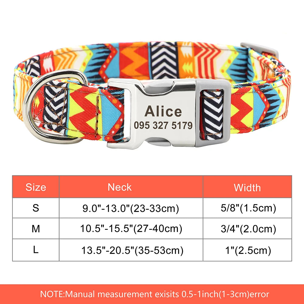 Adjustable Nylon Personalized Dog Collar with name