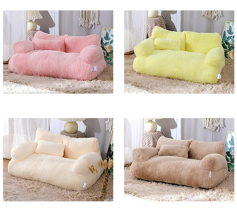 gray dog sofa