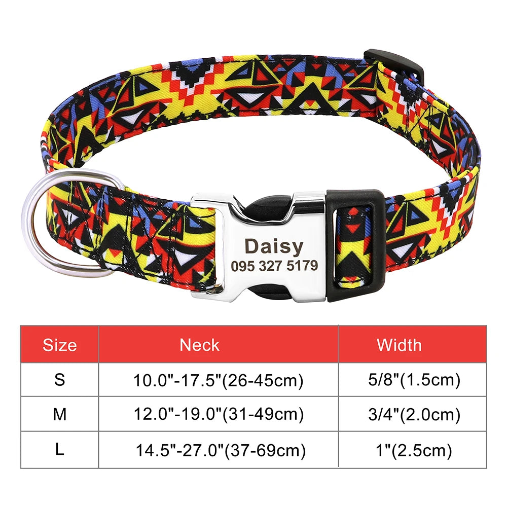 Adjustable Nylon Personalized Dog Collar with name