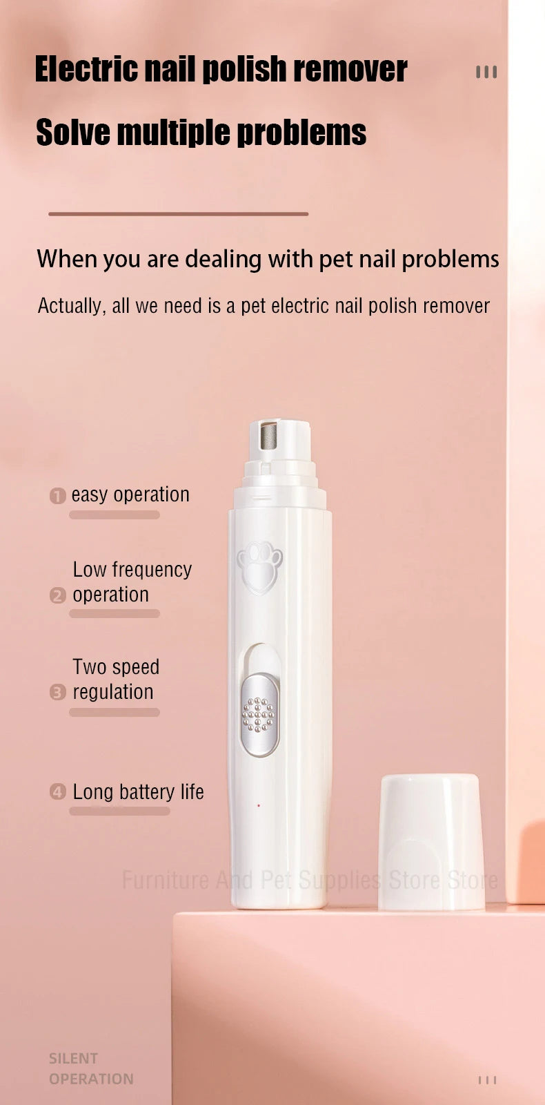 Painless Electric Pet Nail Grinder with Polisher Wheel