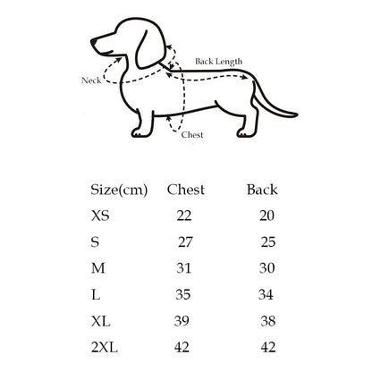 Dachshund Jumper Sizing Chart