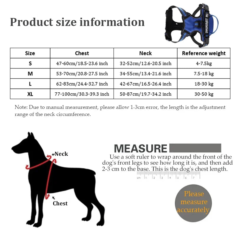 HARNESS FOR DOG SIZES CHART