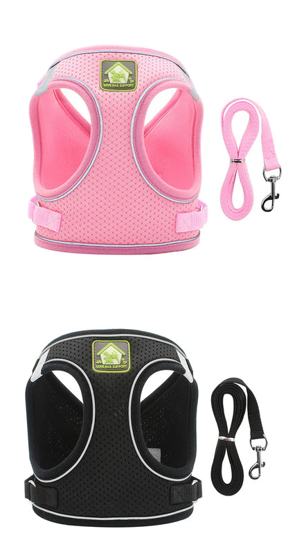 Reflective Velcro Harness and Leads Set For Small Large Dogs