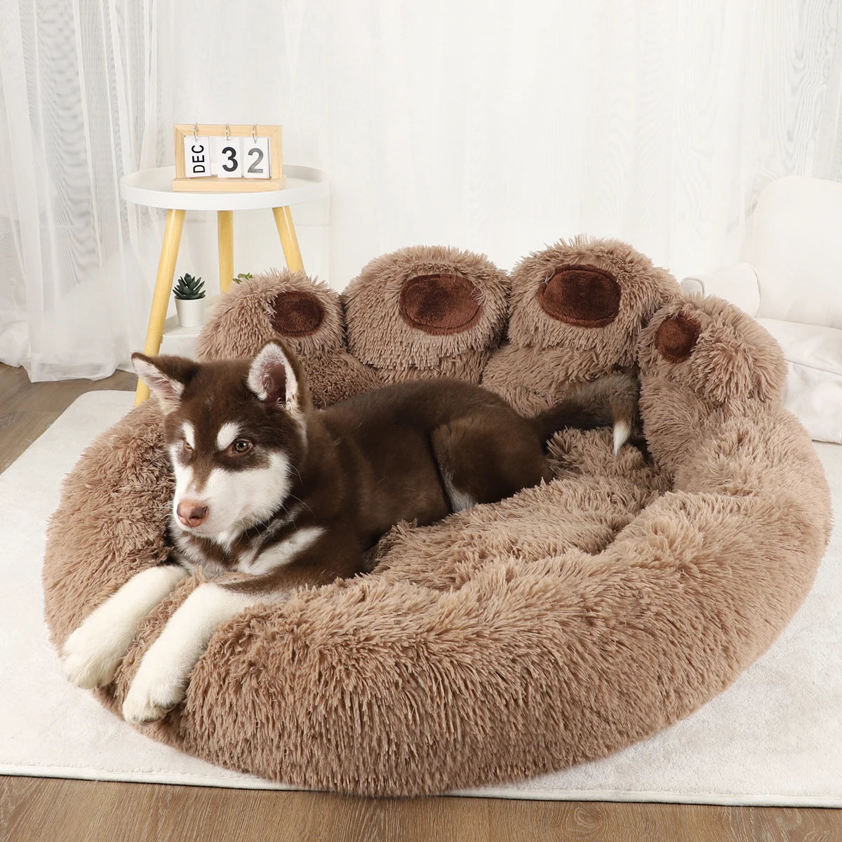 large fluffy dog bed