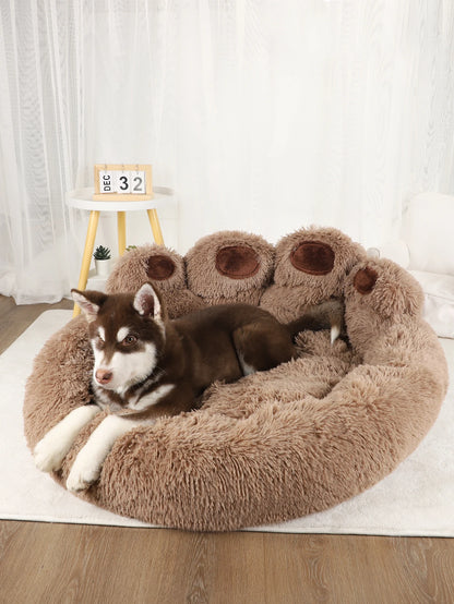 round fluffy dog bed large