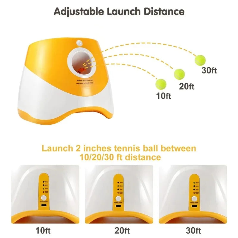 Automatic Dog Tennis Ball Launcher - Rechargeable Interactive Catapult Toy