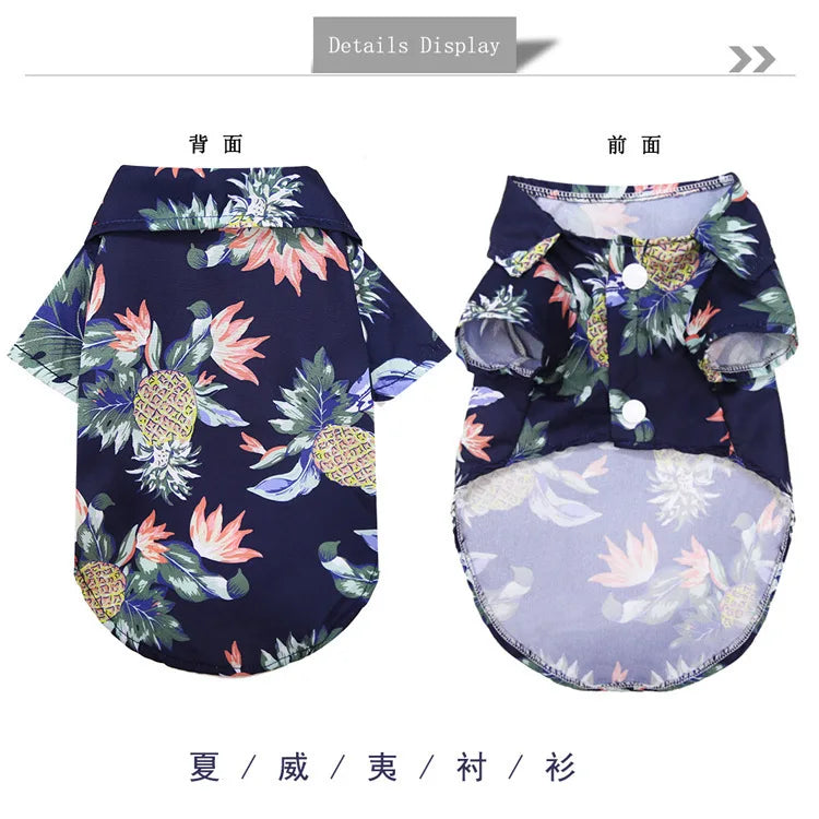 dog face on hawaiian shirt